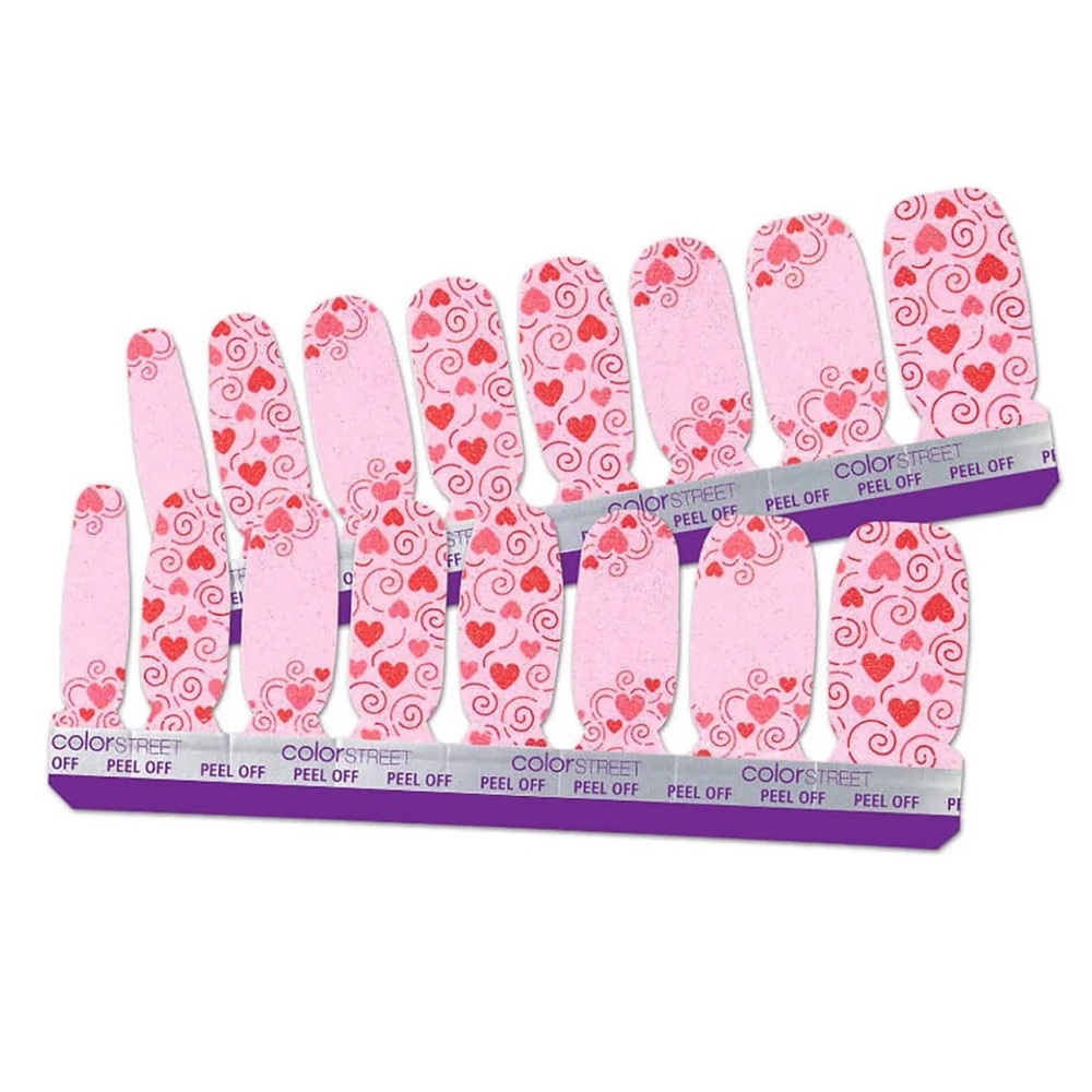 *Retired* Color Street: Queen of Hearts | Pastel Pink Valentine’s Day Red Swirls - Picture 16 of 16